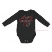 Valentine's Day Black Baby Jumpsuit & Sparkle Rhinestone Happy Valentine Day Print TH652